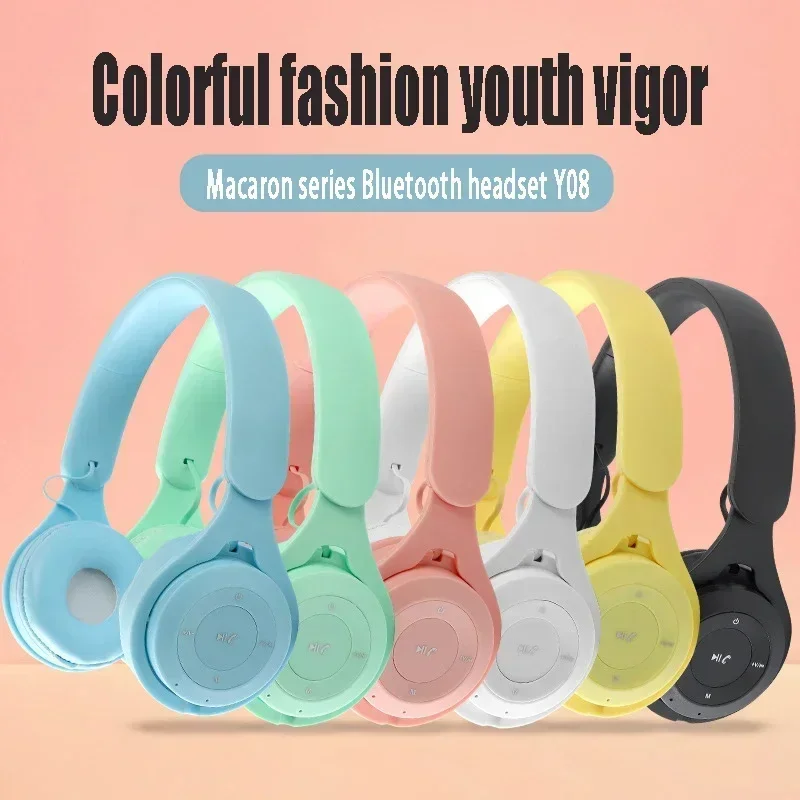 Stereo Y08 Headset 5.0 Bluetooth Headset Folding Wireless Sports Earphone Gaming Headsets Over-ear Headphones for Android Ios