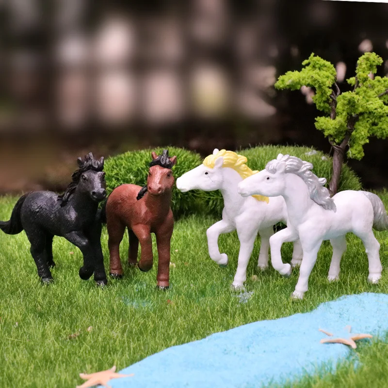 Pferde-Kuchendekoration Realistische Pferdefiguren Laufende Tierfiguren Mini-Scheunenspielzeug für Kinder Cowboy-Geburtstagsparty-Zubehör – Detail 1