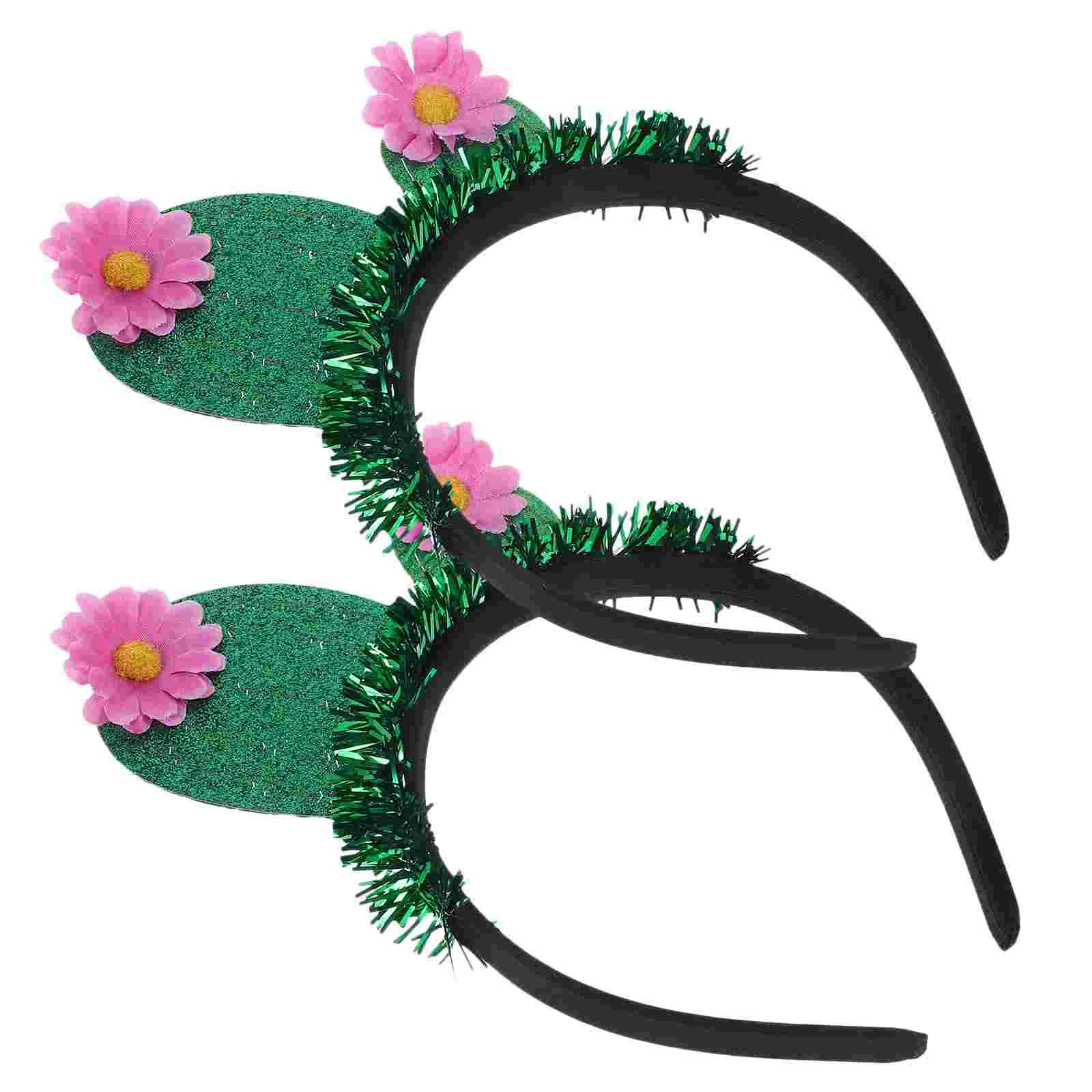 

2 Pcs Cactus Headband Lovely Party Headwear Hairband Hoop Women Festive Supply Headgear Festival Rave