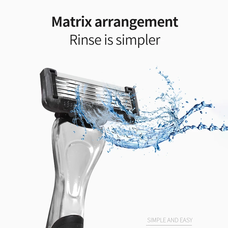 Men's Shaver S604L 5-layer Spot Welding Matrix Cutter Head Replace Razor Head 1 Metal rubbe Handle 2 Rotatable Replaceable Blade