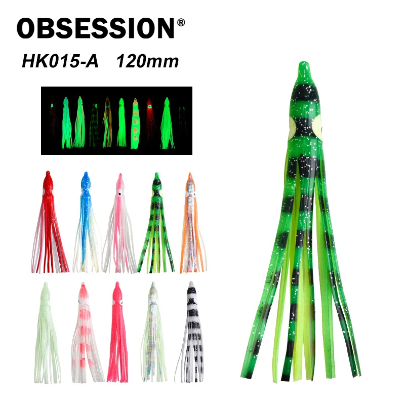 

Набор из 10 светящихся приманок-осьминогов OBSESSION, 12 см, 10 цветов, мягкие резиновые приманки-кальмары для морской рыбалки, искусственная приманка для ловли басса