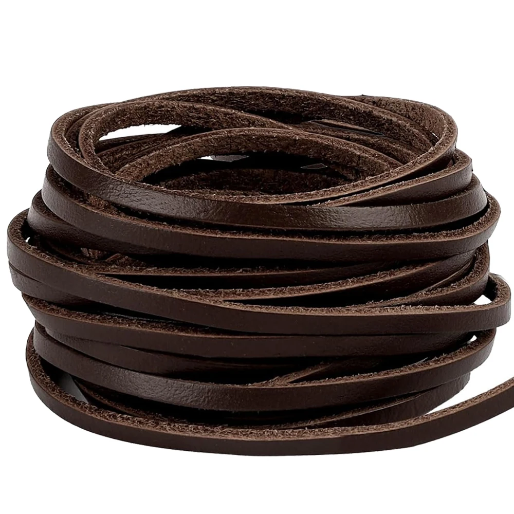 2meters Flat Genuine Leather Laces Cowhide Strip Cord Braiding String for DIY Bracelet Necklace Jewelry Shoes Craft Making