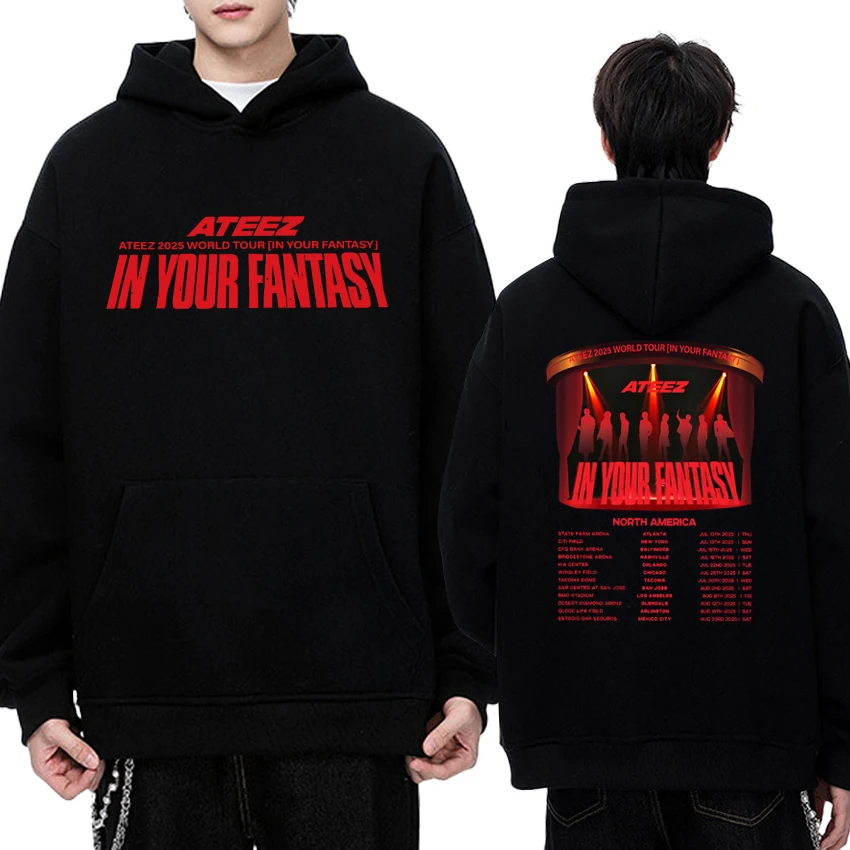 

2025 New in Korea Kpop Ateez Tour in North America Sweatshirt Men Women fashion Y2k Hoodies Unisex Fleece Long sleeve pullovers