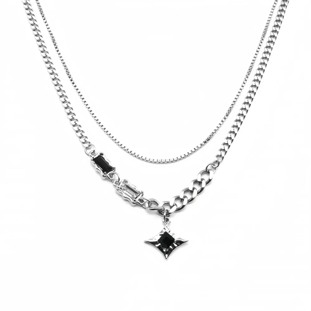 بسيطة متعدد الطبقات سلسلة الترقوة سلسلة قلادة الرجال الرجعية الزركون نجوم قلادة قلادة تصميم الأزياء النساء المجوهرات