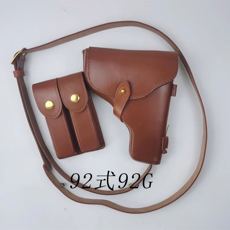 

Тактическая кобура из желтой воловьей кожи Type 92 (5.8мм/9мм) 92G, комплект из трех предметов: двухрядная кобура с наплечным ремнем и поясной тактической подсумкой для пистолета