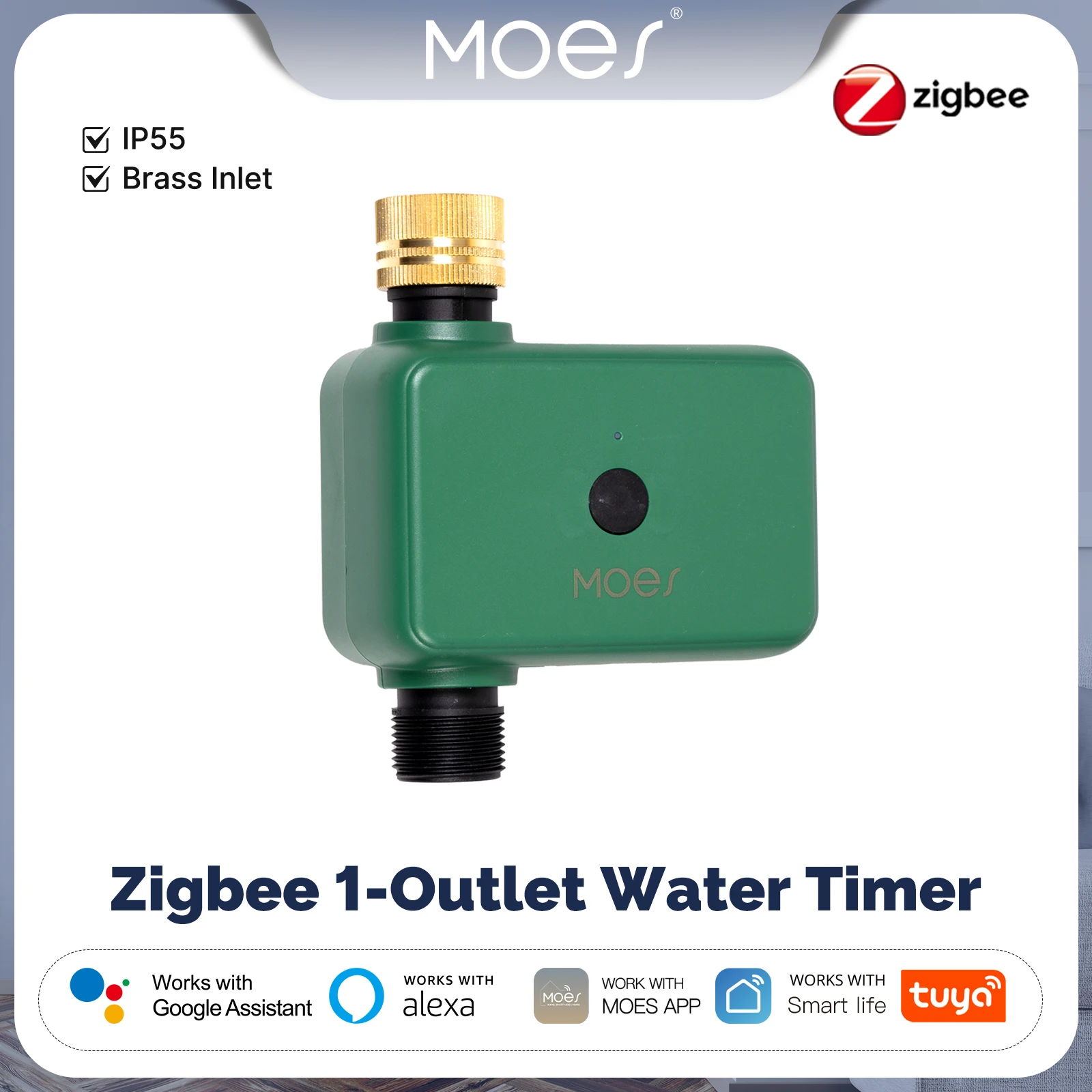 Programmateur d'arrosage intelligent MOES Zigbee - Système d'irrigation de jardin programmable avec entrée en laiton, contrôle WiFi/App/Alexa/Google Home, goutte-à-goutte
