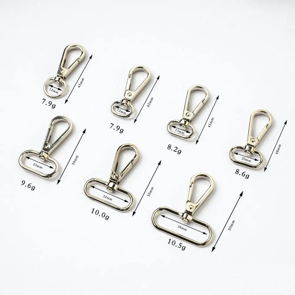 10pcs 12/15/20/25/32/38mm Metal Bags Strap Buckles Lobster Clasp Collar Carabiner Snap Hook DIY KeyChain Bag Part Accessories