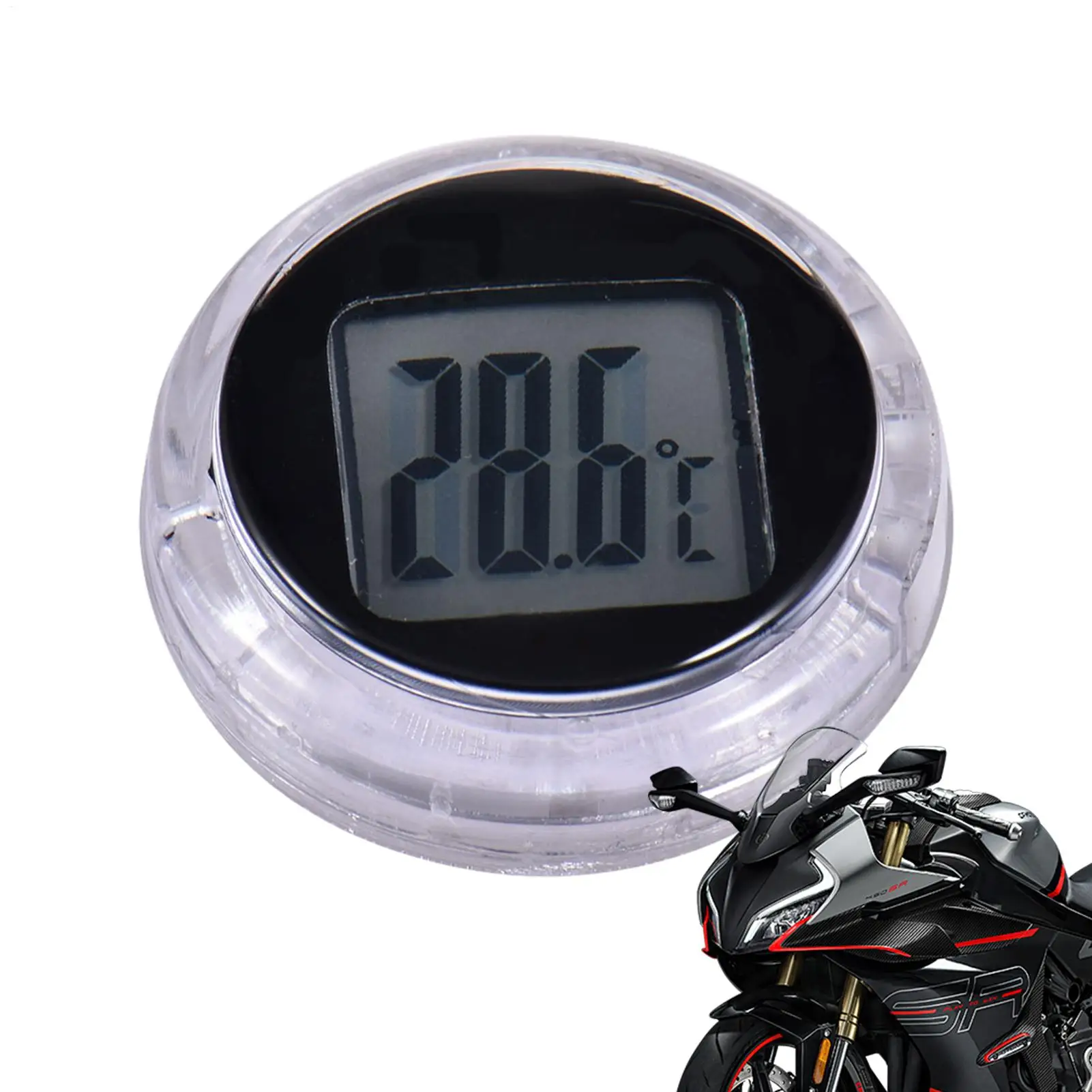 Mini Temperature Gauge Waterproof small Digital Thermometer Gauge Adhesive Pocket Thermometers for Motorbikes