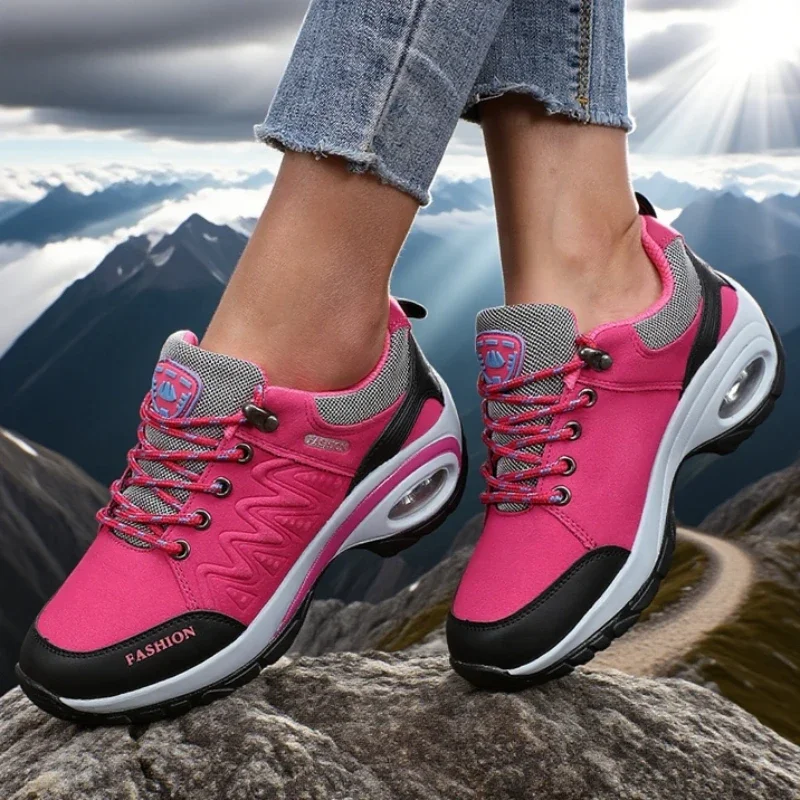 Damen-Plateauschuhe, wasserdicht, klassische Farbe, Outdoor-Wanderschuhe, modisch, rutschfest, lässig, Low-Top, Camping, Damen-Turnschuhe