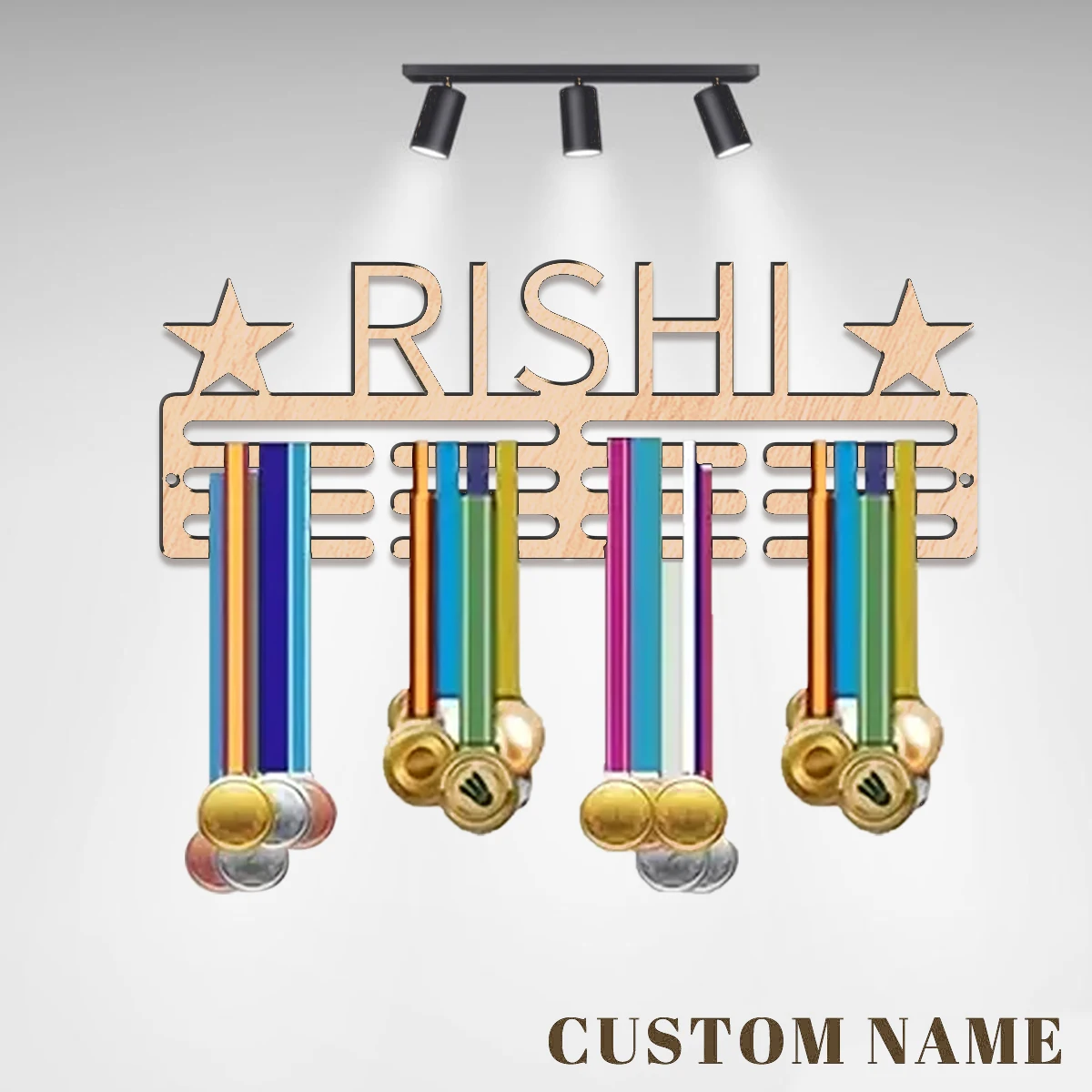 1pc Custom Wooden Medal Hanger, Personalized Medal Display Rack for Athletes,Ideal Wedding Birthday Gift for Family Friends