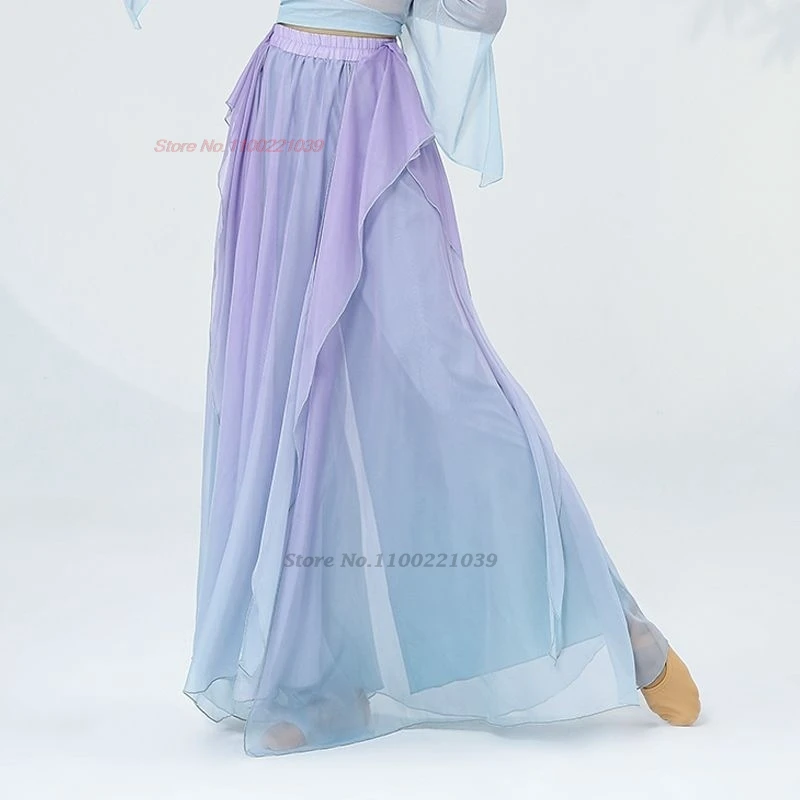 2025 الصينية خمر الرقص تشيباو بلايز + فستان أطفال مع سروال داخلي التدرج اللون ملابس رقص المرحلة التقليدية ممارسة فستان تشيباو