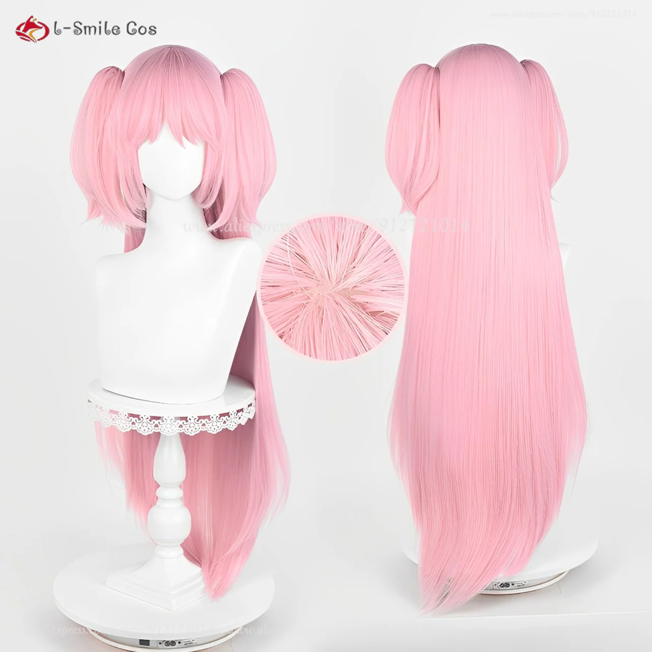 2 Style Anime Madoka Kaname Cosplay Wig 30cm/90cm Pink Wigs Heat Resistant Synthetic Hair Halloween Party Wig + Wig Cap