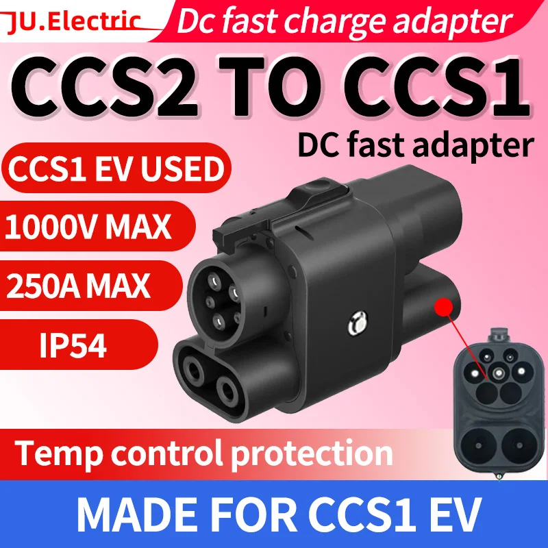 

JUElectric 250A CCS2 to CCS1 DC/AC Adapter CCS2 Charger to CCS1 EV Electric Vehicle Charger DC Fast Ev Charging Adapter