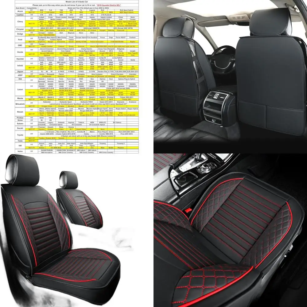 أغطية مقاعد السيارة ذات المقاس العالمي، زوج أمامي، أسود-أحمر، مادة جلدية لسيارات الدفع الرباعي والشاحنات #1