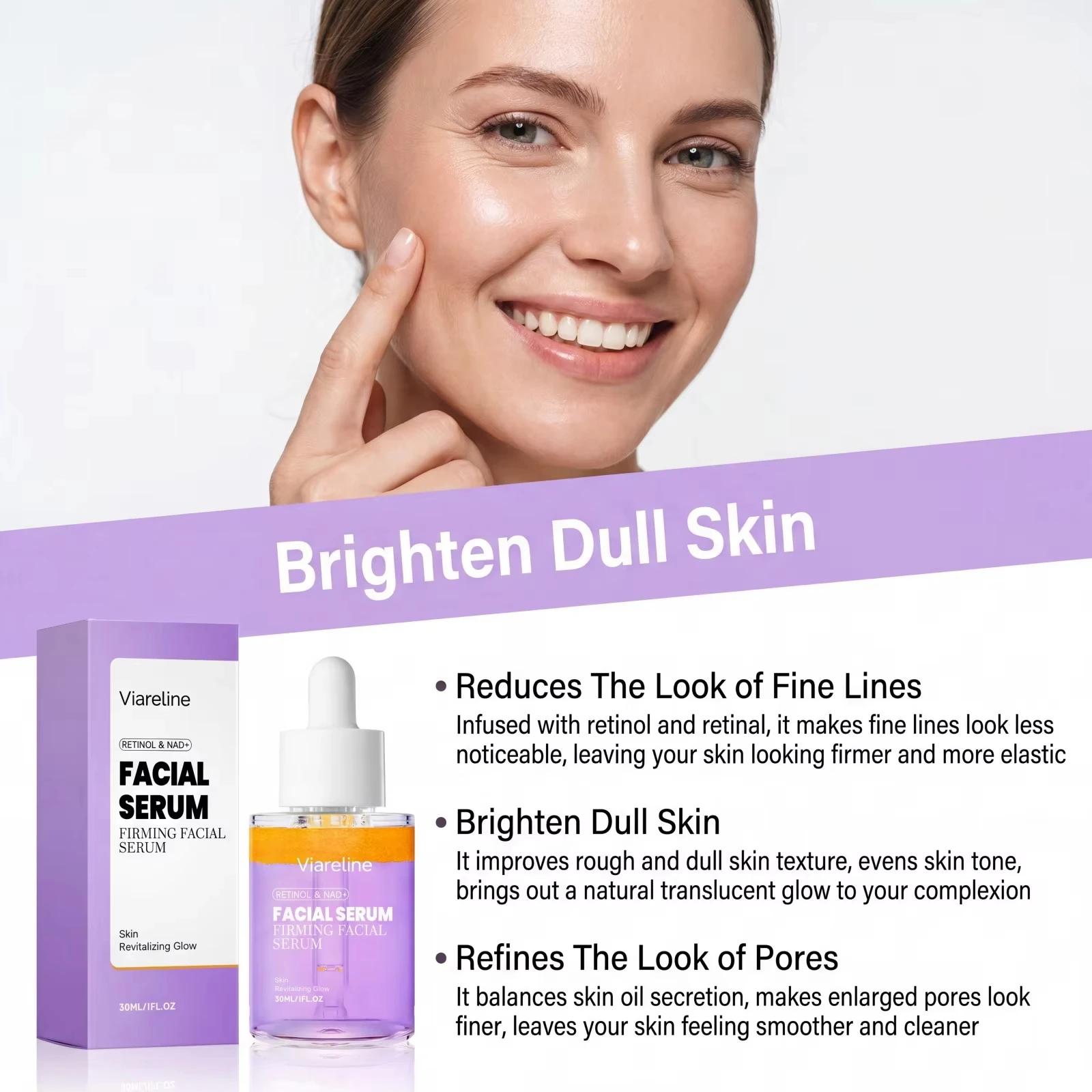 Retinol & NAD+ Firming Facial Serum Korean Elasticity Skin Texture Brightening Hydrating Anti-Aging Skin Care Smooth-Looking Ski