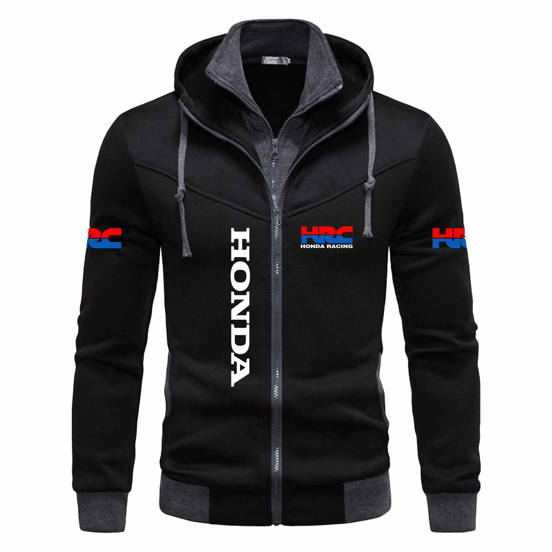 2026 New Honda Tracksuit Men's Clothing Honda HRC Logo Print Sweat Suits Zip Hoodies+Pants 2 Piece Sets Men Honda HRC Sportswear