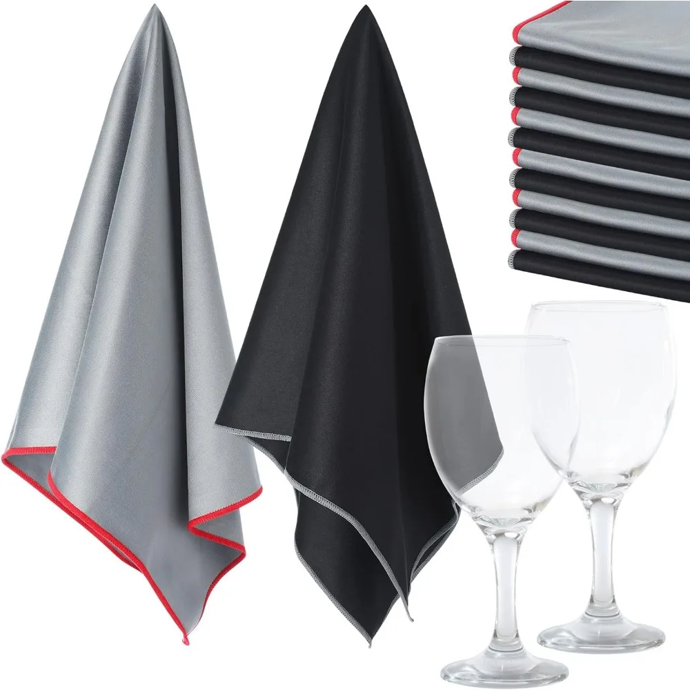 

Six Pack Large Microfiber Wine Glass Polishing Cloths Lint Free 25x20 Inch for Stemware Dishes Windows
