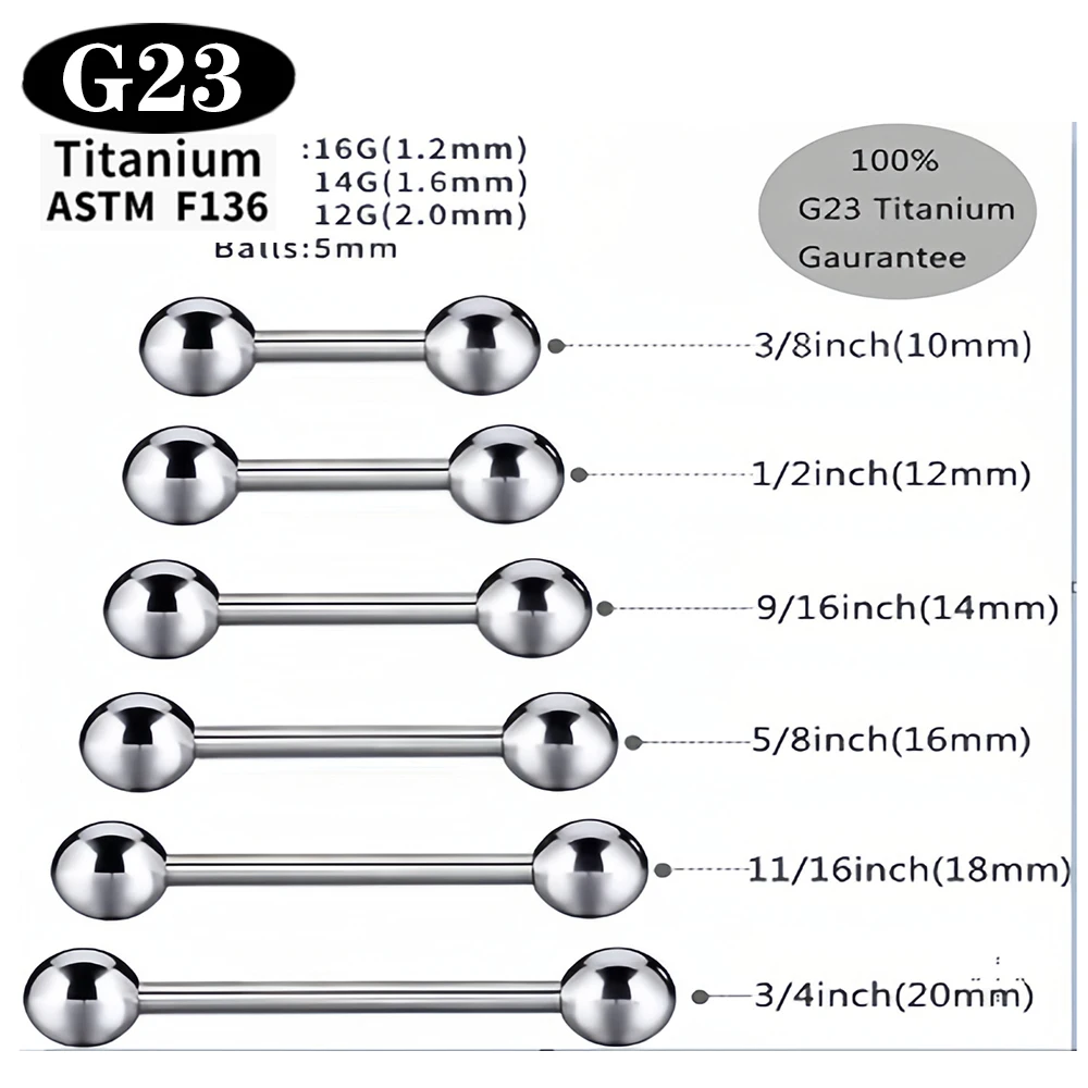 Implant Grade Titanium ASTM F136 Internal Thread Straight Barbells Tongue Ring Earrings Piercing Jewelry Bar 2/5/50pcs/lot