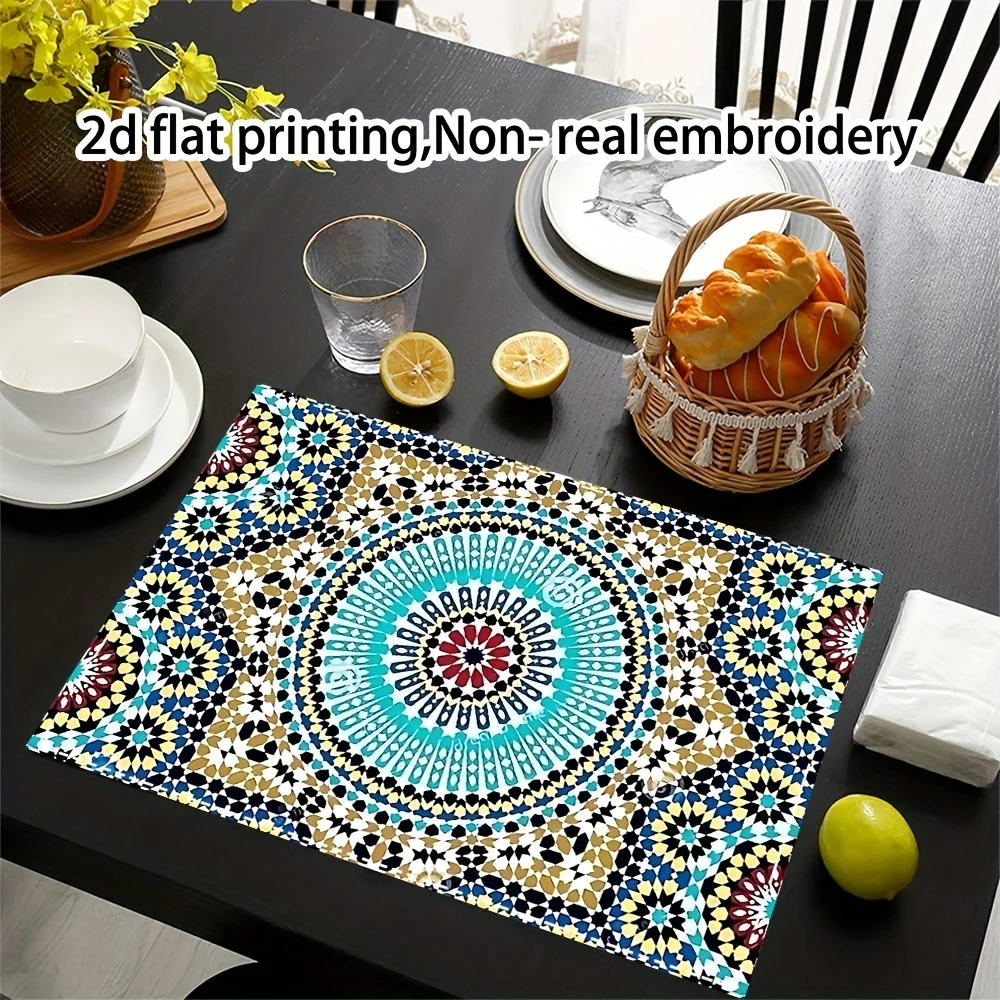VIKAMA 4-Piece Exotic Geometric Placemats Waterproof Home Dining & Café Table Decor Accessories
