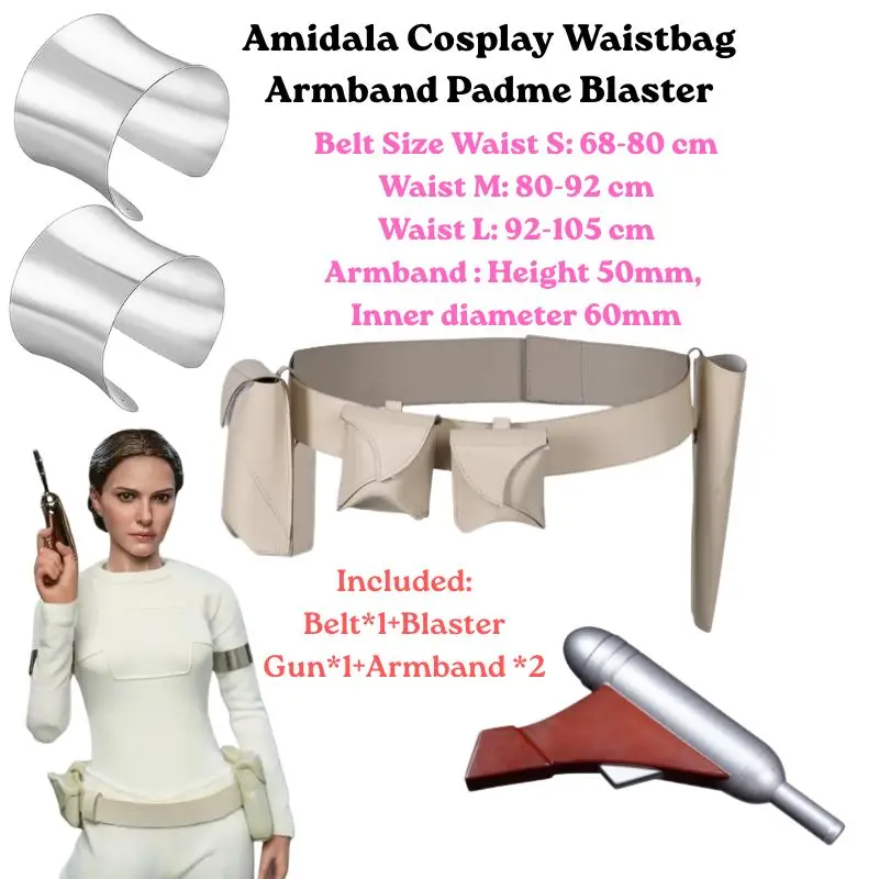 

Halloween Disguise Anime Princess Padme Waistbag Armband Padme Blaster Amidala Cosplay costume Fancy Prop