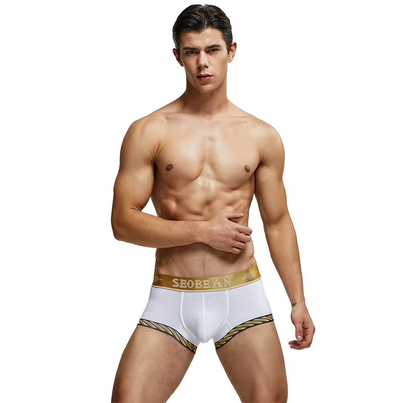 

Men's Bulge Boxy Underwear Contrasting Color Trunks Youth Cotton Breathable Comfortable Sports Panties Comfortable Boxer Shorts