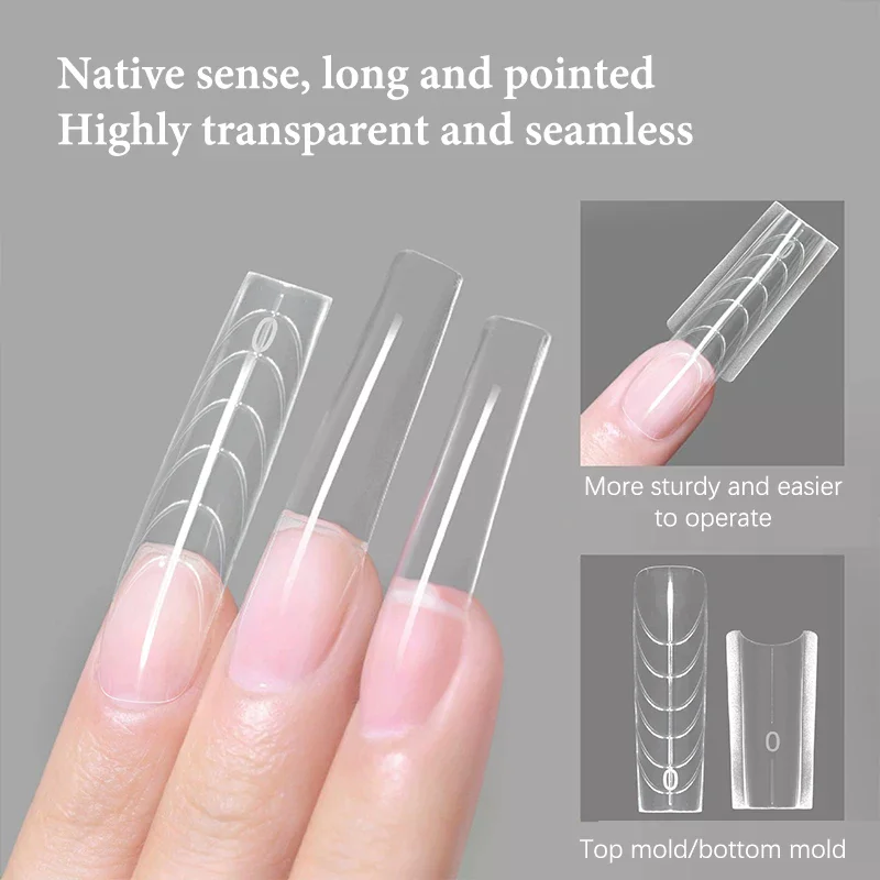 240PCS Sandwich Dual Nail Form Coffin Almond Nail Forms 14Size Reusable Top Bottom Forms Nail Art Extension Top Mold Bottom Mold