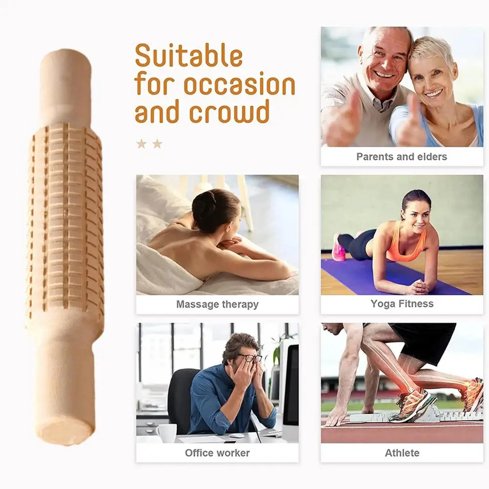 Portable Muscle Roller Stick Wooden Rolling Pin Muscle Roller Stick for Athletes Shin Conditioning Sore Relief for Muay for Body