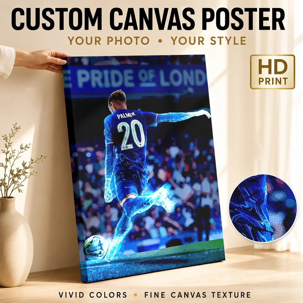 Cole Palmer Chelsea Framed Canvas Print Poster Customized Sports Portrait Wall Paintings Decoration for Man Cave Ready to Hang