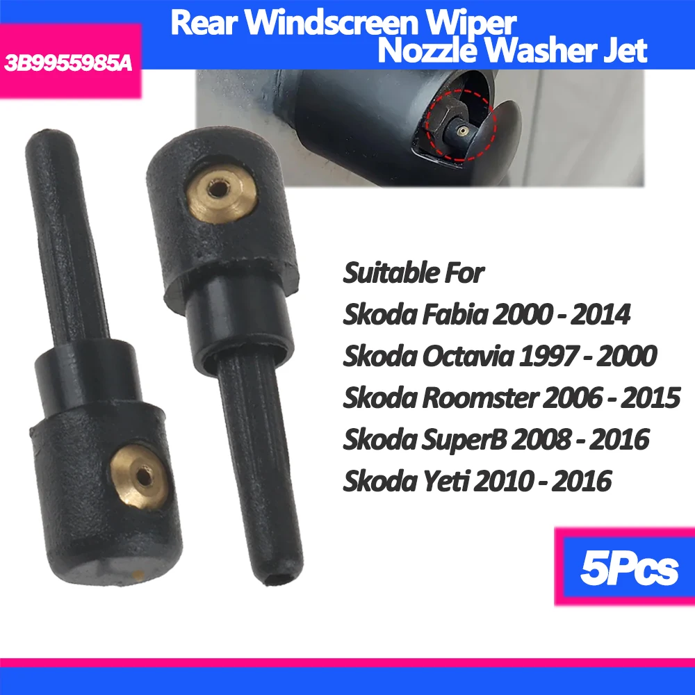 5PC Car Rear Windscreen Wiper Arm Rocker Bolt Cap Washer Jet Nozzle For Skoda Fabia Octavia Roomster Superb B6 3T5 Praktik Yeti