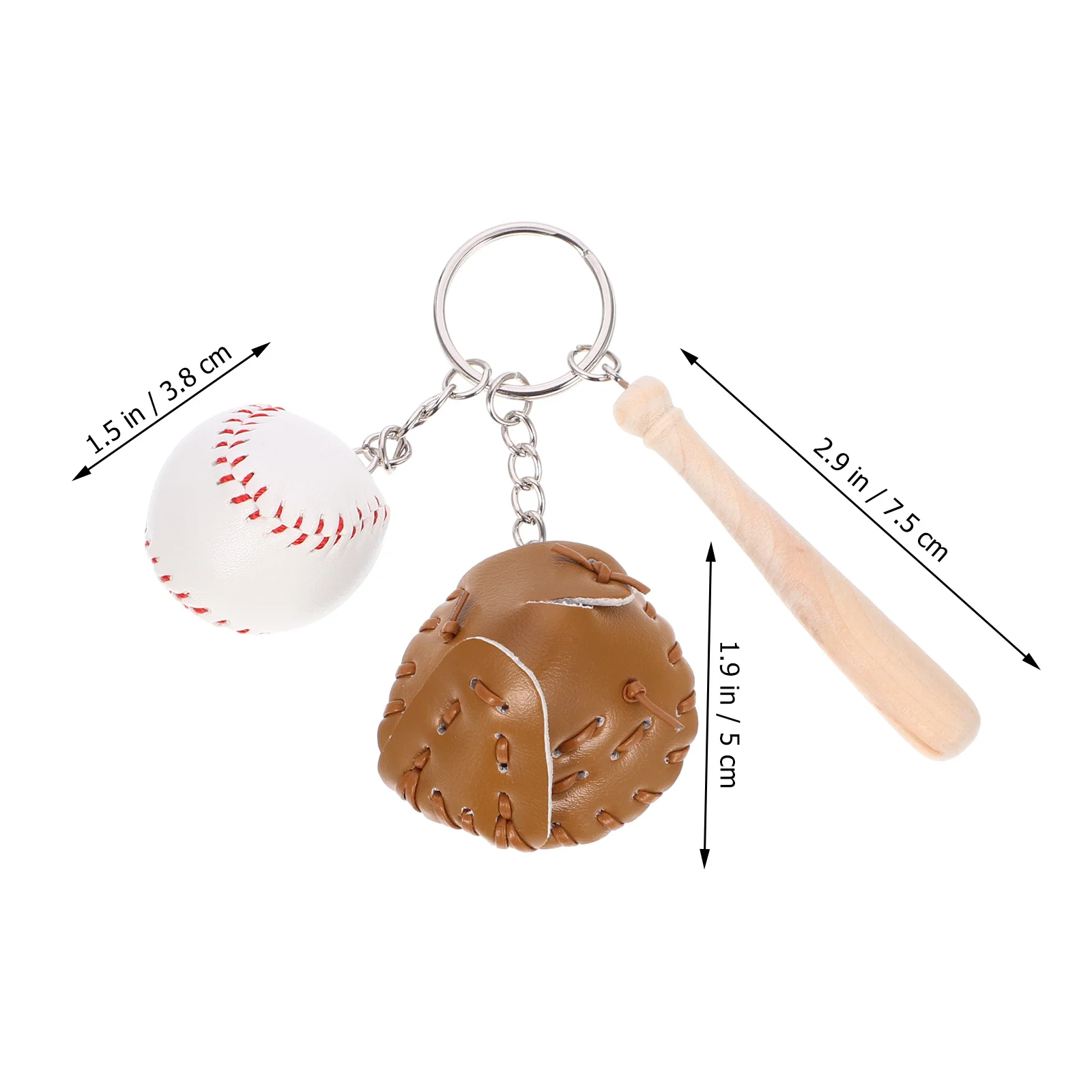 Porte-clés de Baseball élégant, 2 pièces, accessoire bon goût, Mini conception de chauve-souris, cadeau parfait pour les Festivals, Style quotidien