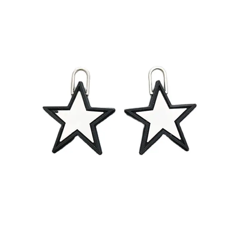 

Soft PVC Zipper Puller Star Shape Zip head Custom 3D logo Slider Metal Ring Rubber Zip Pandent for Bags and Clothing