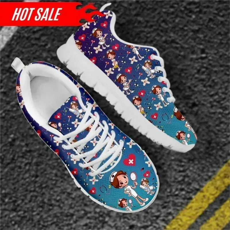 Women's Plus Size Nurse Shoes Lightweight Non-Slip Flats Cute Nurse Girls Medical Healthcare Design Casual Sneakers view 2