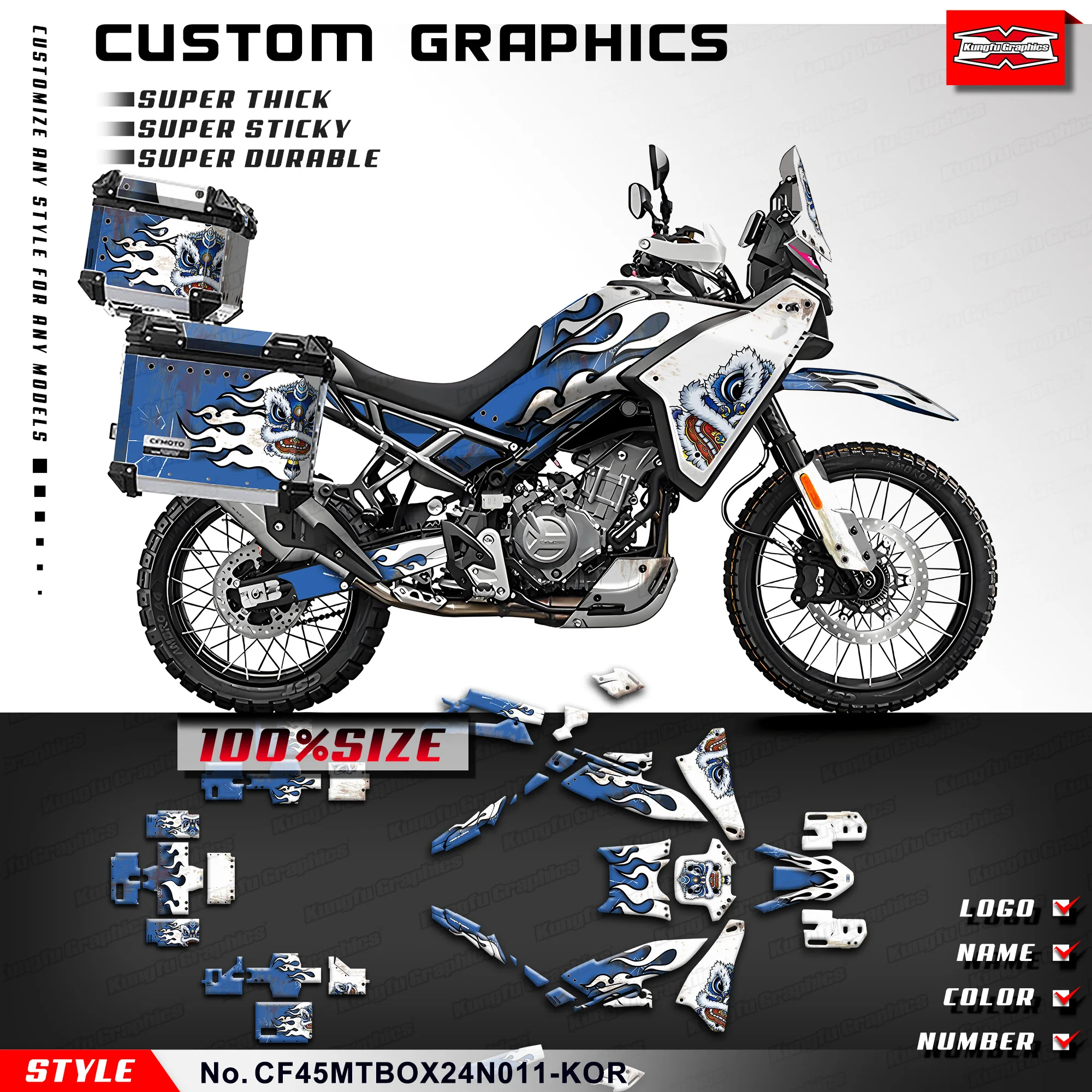 

KUNGFU GRAPHICS Stickers Complete Adhesive Decals for CFMOTO 450MT CF MOTO 450 MT 450, Restyled, CF45MTBOX24N014-KOR