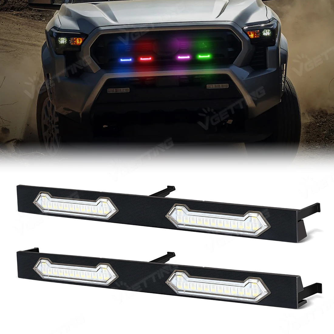 

RGBW APP Control Автомобильная передняя решетка для Toyota Tacoma 2024 2025 SR SR5 Передняя решетка Светодиодная сигнальная лампа Дневные ходовые огни