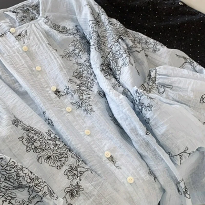 플로럴 프린트 블라우스 여성 긴팔 루즈핏 블라우스 가을 신상 셔츠 패션 탑 캐주얼웨어