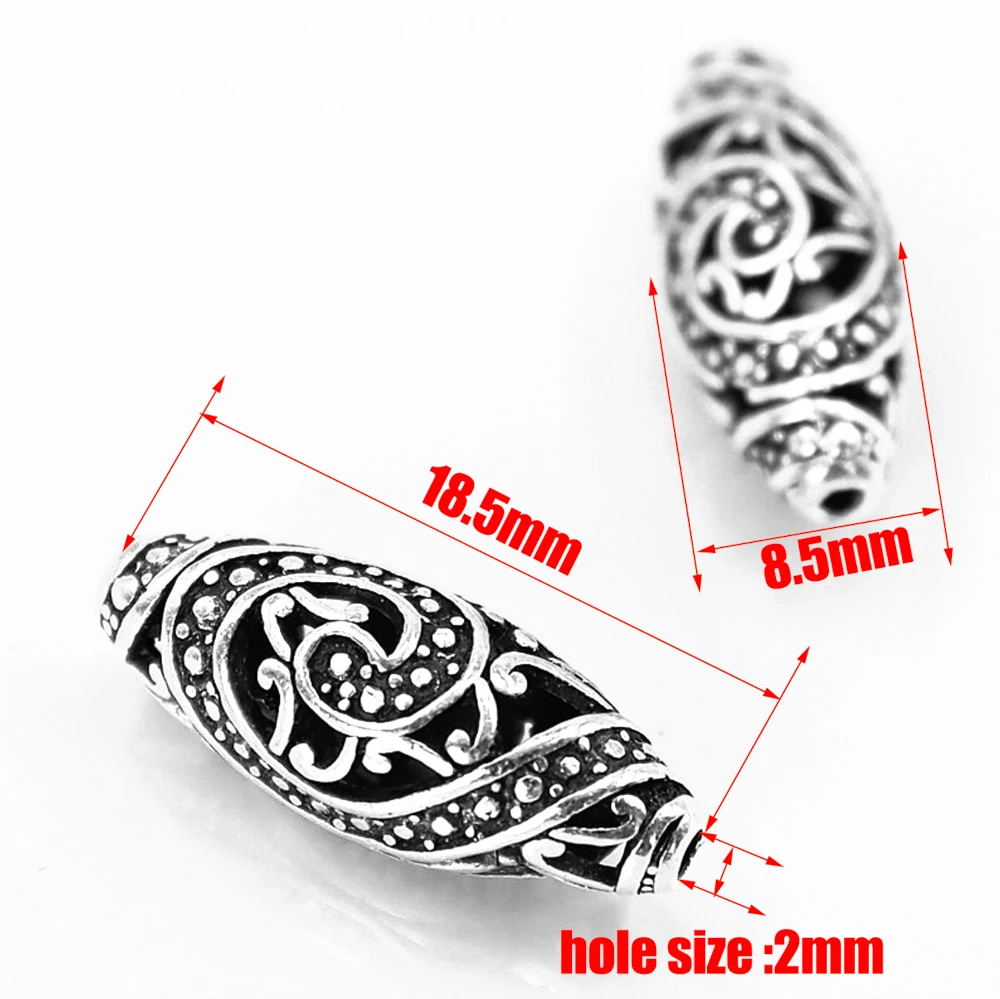 REGELIN Antique Silver color Oval shaped European  Big Hole Beads Spacer Bead for DIY Jewelry Making Charms Bracelet Finding