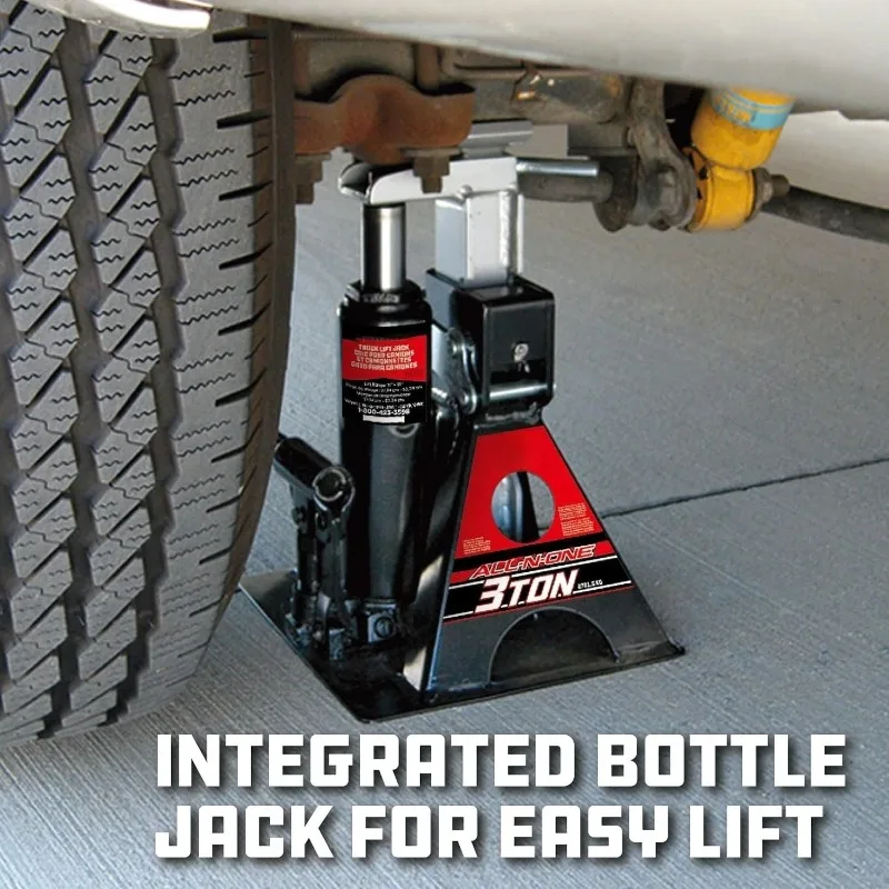 3 Ton, Bottle Jack and Jack Stands in One, 6000 Pound All-in-One Car Lift, Heavy Duty Vehicle Unijack, 640912