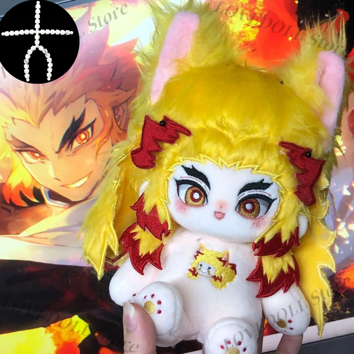 

20 см аниме роль Rengoku Kyoujurou Kawaii хлопковая кукла мультфильм сменная одежда плюшевые игрушки аниме фигурки плюшевые игрушки для тела