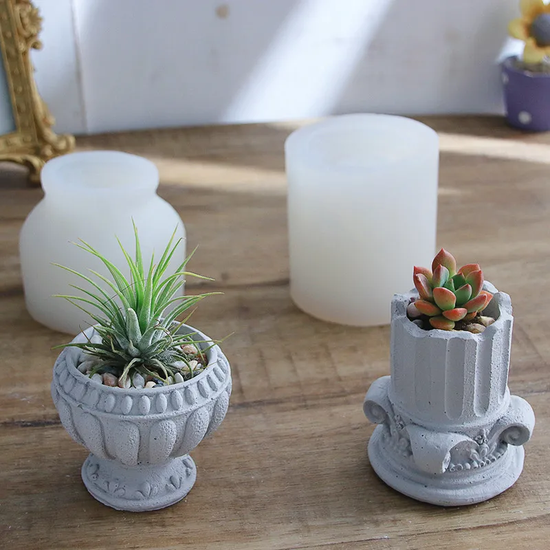 Flower Pot Mold Concrete Mold Roman Column Design Crack Vase Cement Flower Pot Mold DIY Gardening Flower Container