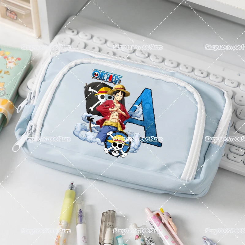 

Cartoon Anime One Pieces Name Combination Letter A-Z Pencilcase Big-capacity Pencilbag for Student Stationary Storage Penbag