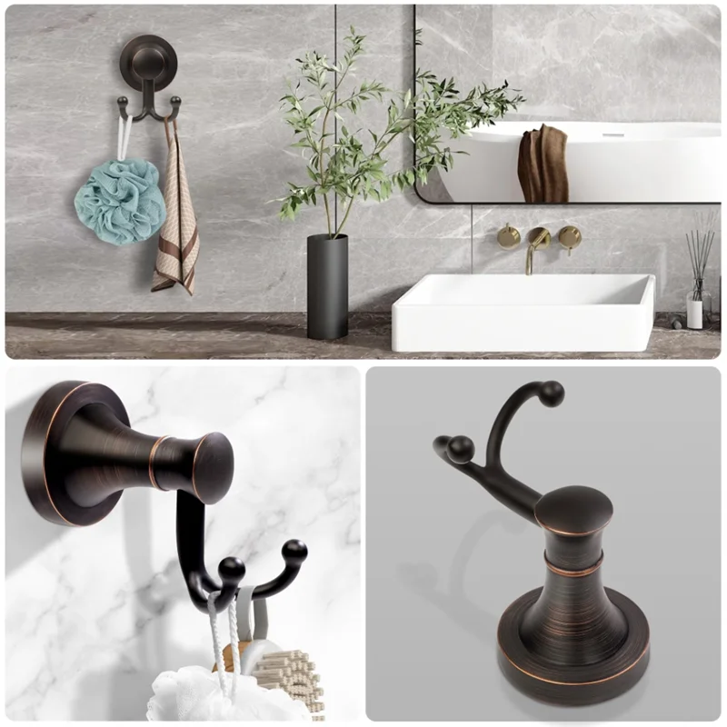 

ABBO-бронзовые крючки для полотенец, крючок для халата в ванной комнате, натертые маслом, сверхмощные двойные крючки для полотенец, крючок для одежды в фермерском доме для ванной