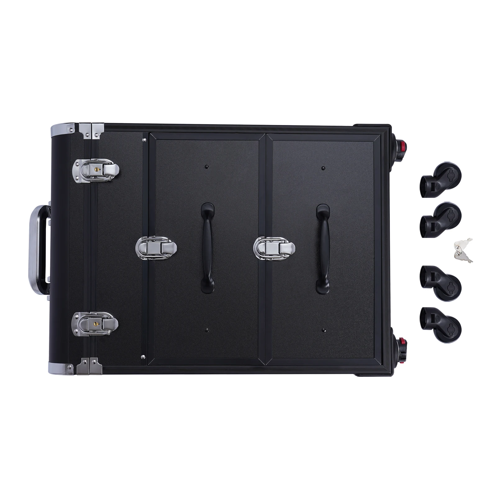 Kotak Kereta Rias Bergulir Troli Kosmetik Organizer Penyimpanan Rias Perjalanan Hitam