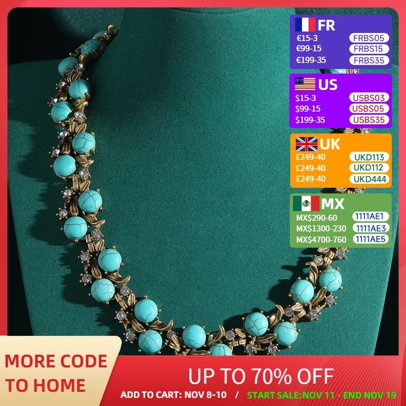 

Vintage Choker Necklace Bohemian Turquoise Jewelry For Woman 2025 Gold Color Luxury Designer Accessories Valentine Day Gift