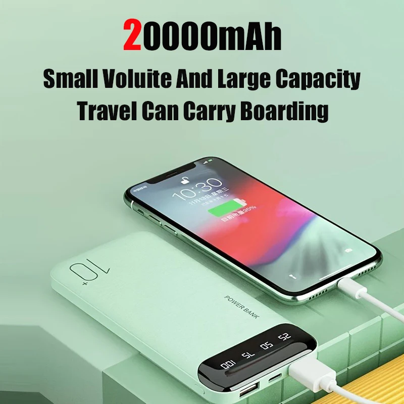 20000mAh Large Capacity Candy Color Ultra Thin Portable Mini Mobile Power PD10W Two-Way Fast Charging For IPhone Samsung Huawei