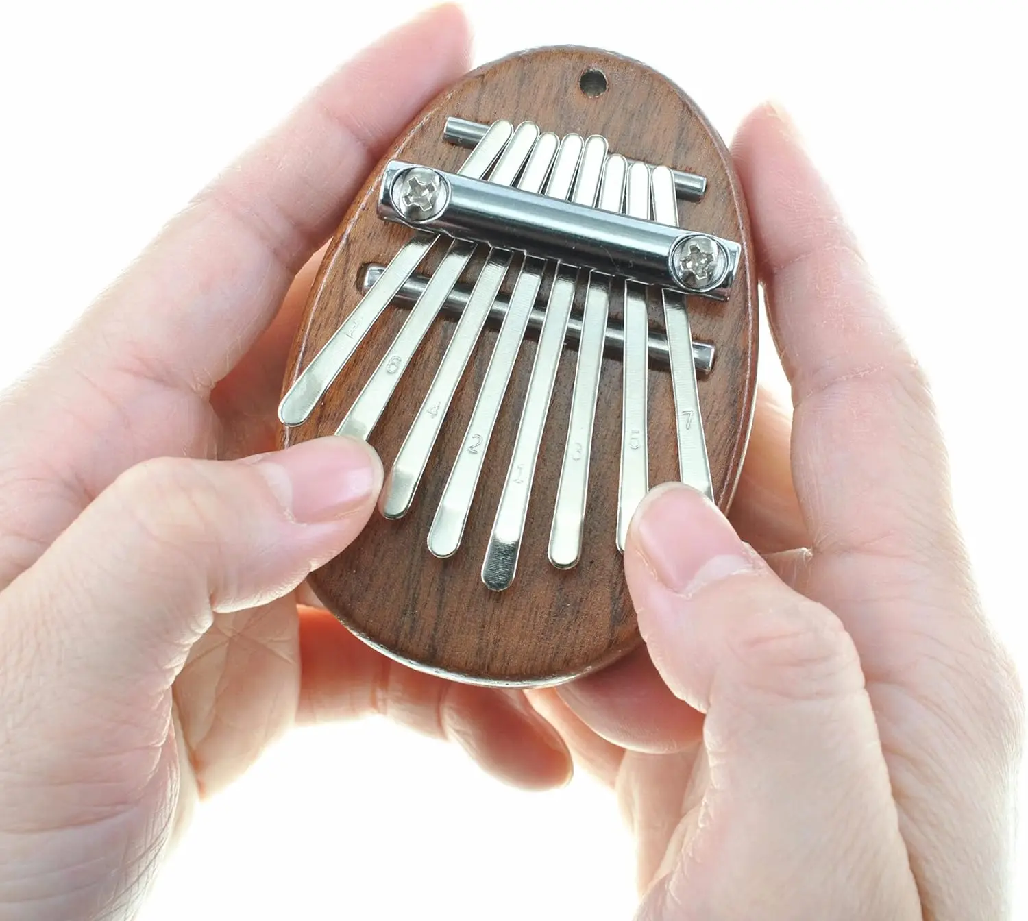 8 Key Mini Kalimba Finger Thumb Piano Marimba Musical  Pendant Gift for Kids and Adults Beginners Oval Shape