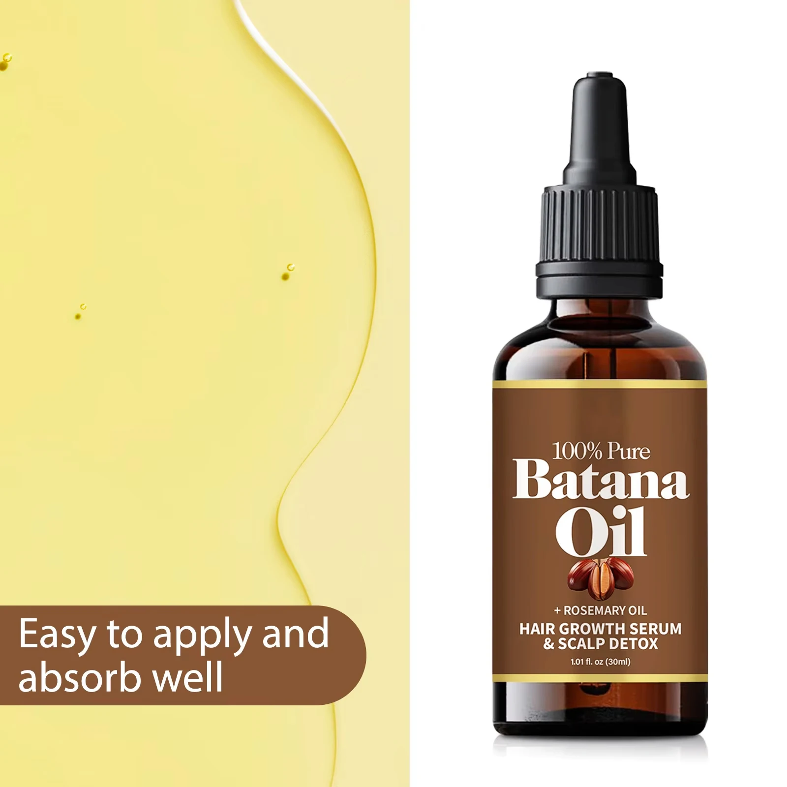 30ml Batana Oil & Rosemary Serum Hair Growth Oil Frizz Control Scalp Nourish Deep Moisture for Dry/Damaged Hair Lasting Shine