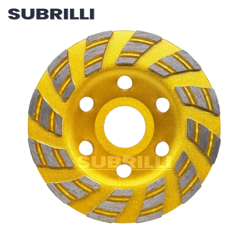 SUBRILLI 4 "قطعة عجلة طحن بتصميم ماسة صف مزدوج وعاء كوب قرص الطحن عجلة كاشطة لطاحونة الزاوية الجرانيت الخرساني