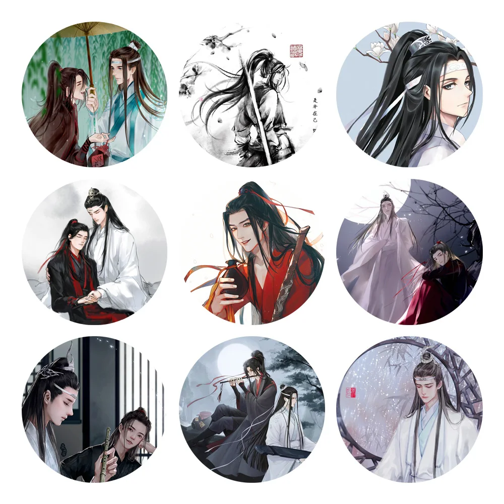 أنيمي مو داو زو شي المفاجئة في بروش الكرتون شارة لان زان وي Wuxian Lan Wangji التلبيب دبوس اكسسوارات للملابس على ظهره هدية