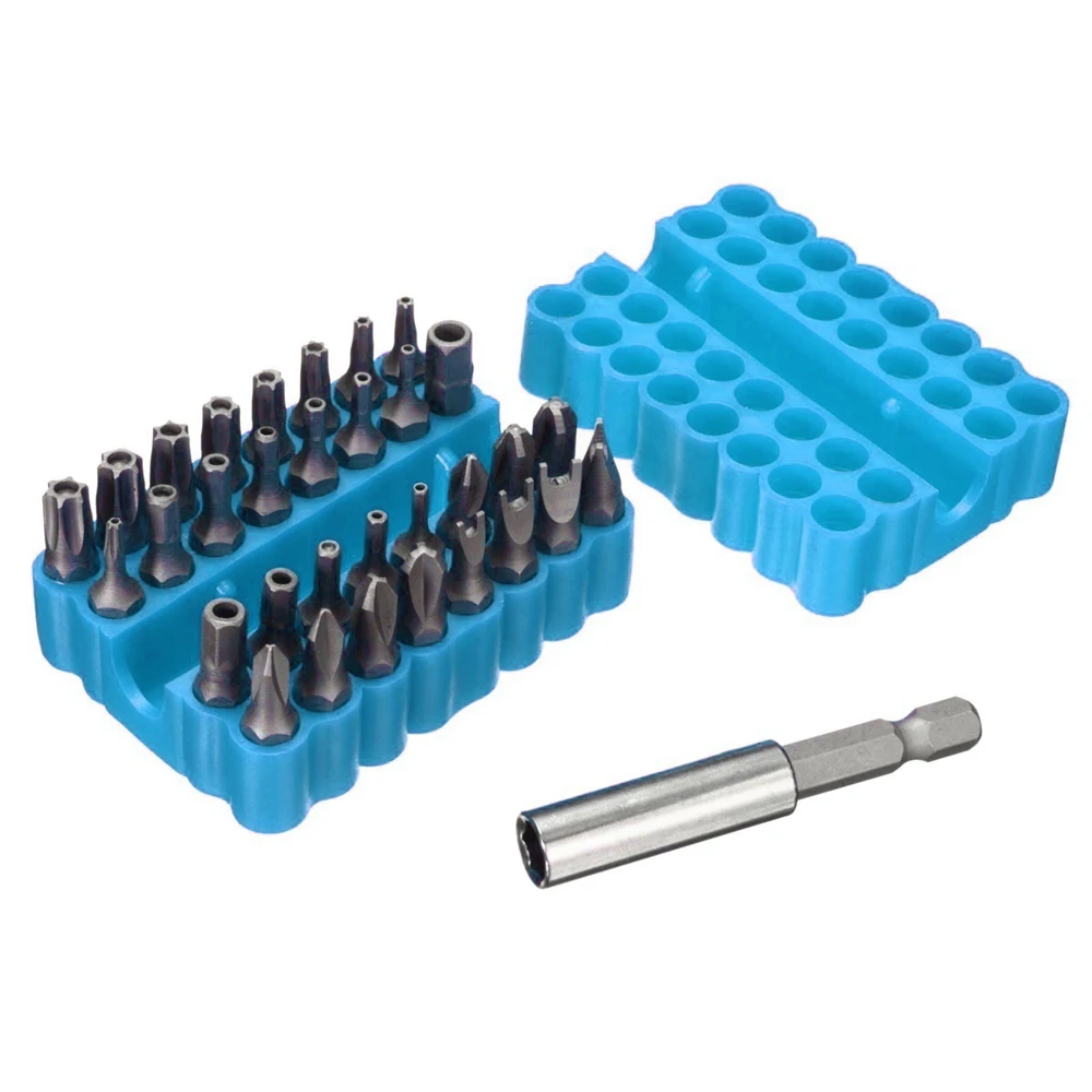 33pcs Tamper Proof CRV6150 Screwdriver Bit Set with Magnetic Holder for Any Drills Screwdriver Nutdrivers Bits Hand Tools