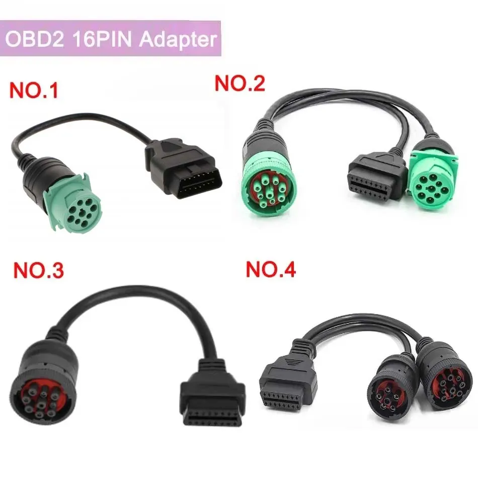 Truck Line for Cummins 9pin To OBD 16pin Connect Wire Heavy Duty J1939 9pin 6PIN To 16PIN Y Cable for Deutsch OBD2 Connector